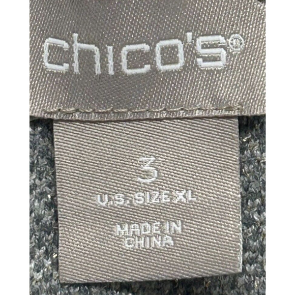 Chicos Sweater Womens XL 3 Gray Metallic Floral Back Zip Cashmere Blend Career - Picture 6 of 8